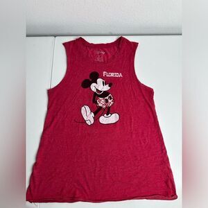 Disney Tank Top Shirt Red David Lerner Mickey Mouse Graphic Kids Size XL